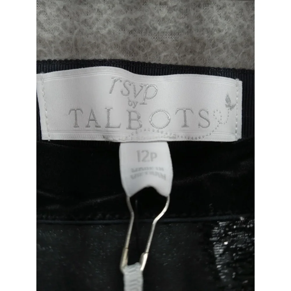 RSVP by Talbots Metallic Tinsel Polka Dot Skirt Women's 12P Black Whimsigoth NWT